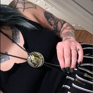 Vintage western wolf bolo tie ( unisex )
